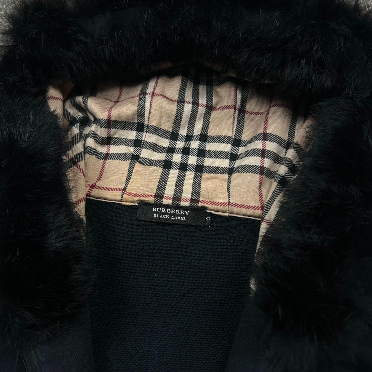 Burberry Black Label Fur Hood Zip Up Hoodie M