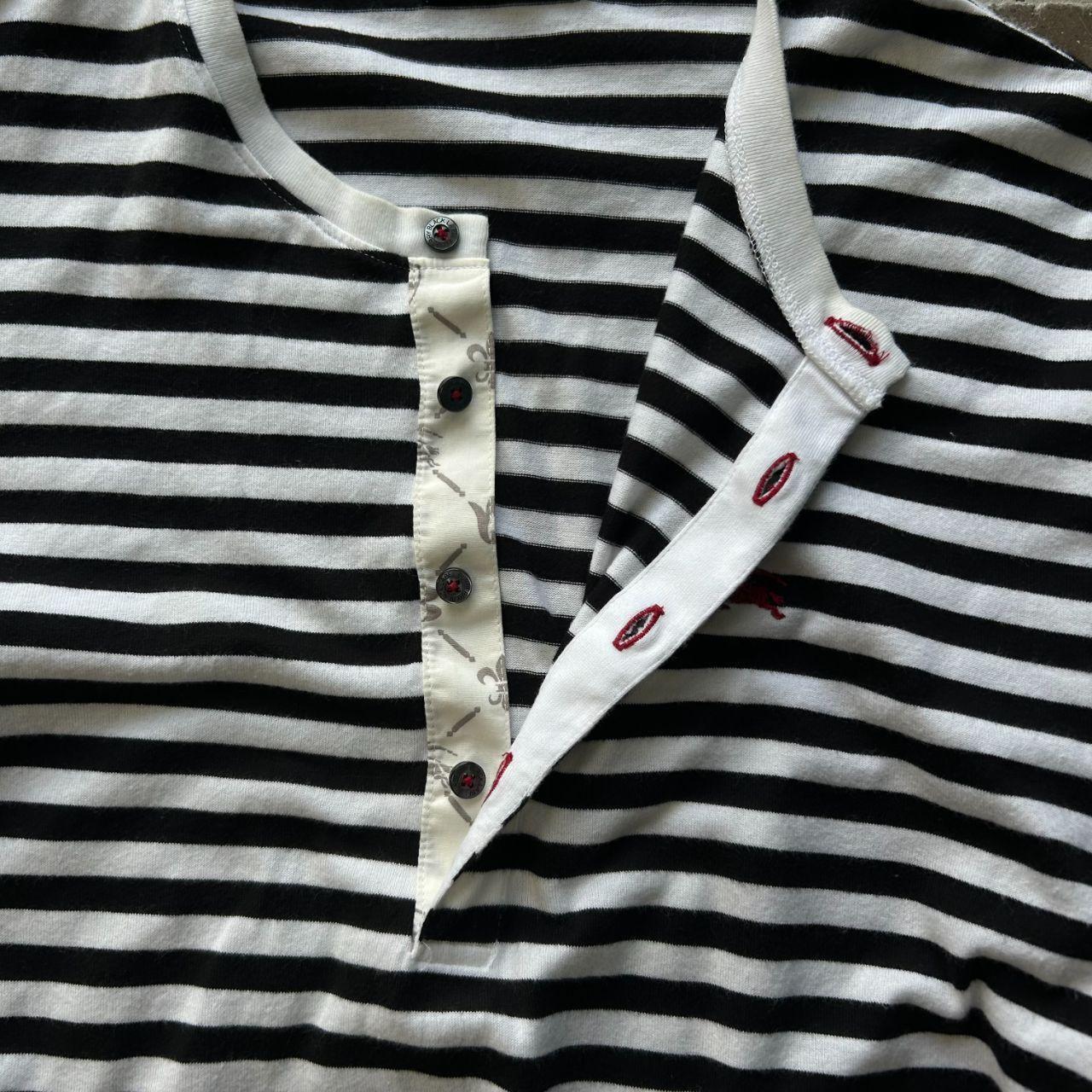 Burberry Black Label Striped Henley T Shirt M