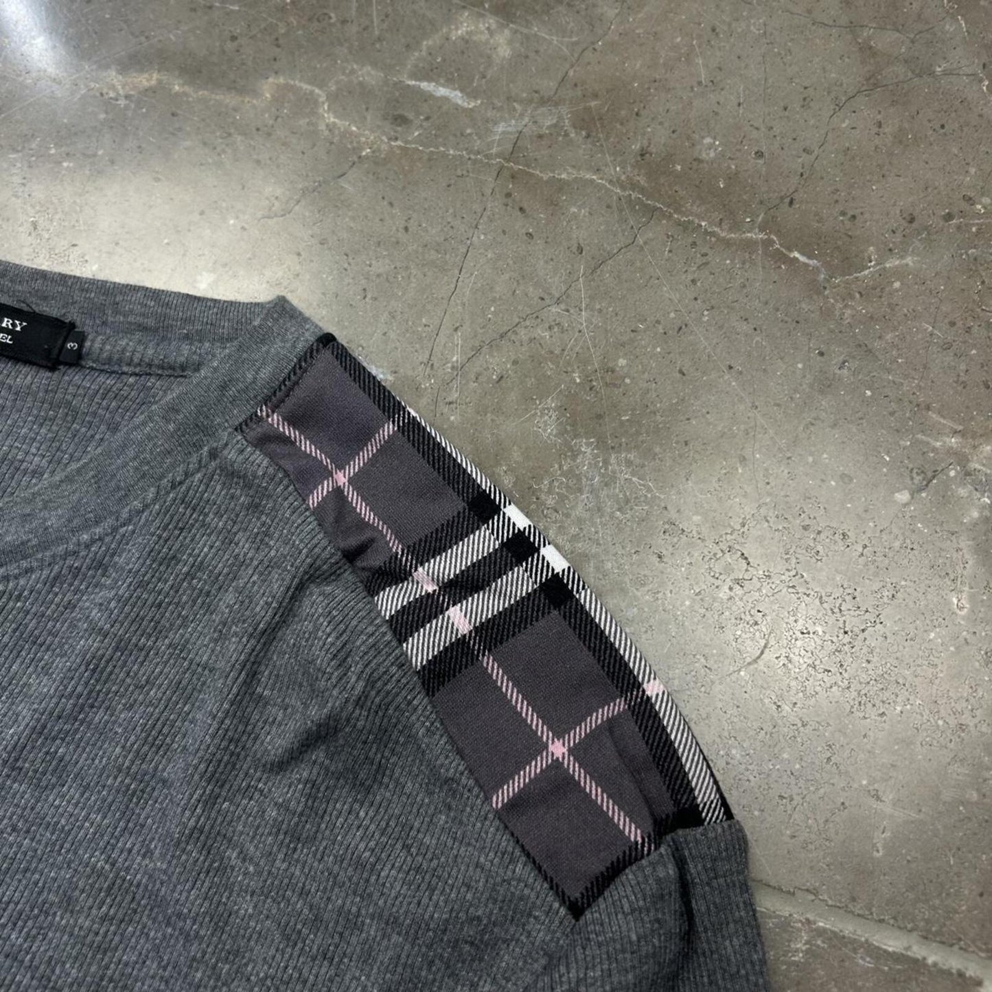Burberry Black Label Nova Check Ribbed Henley T Shirt M