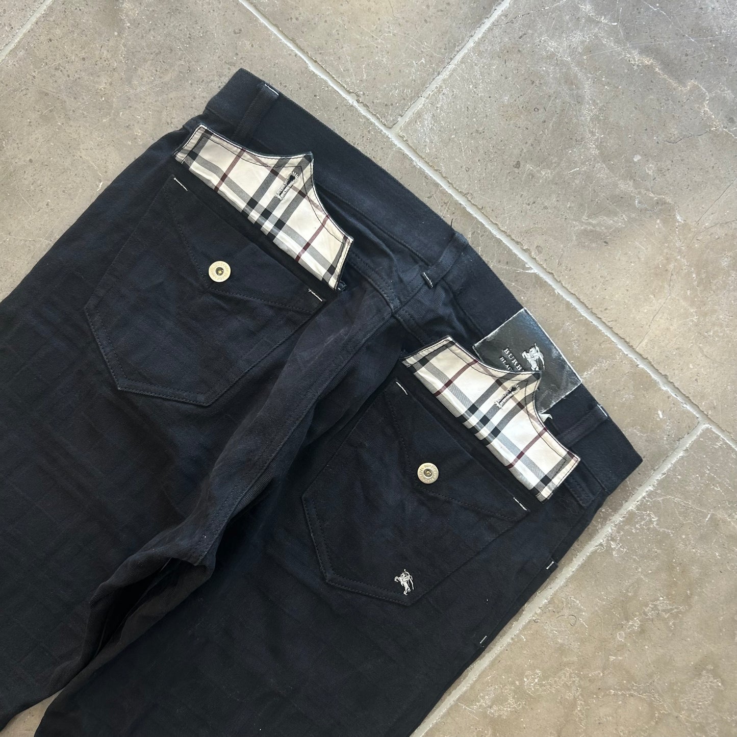 Vintage Burberry Black Label Shadow Check Jeans W32 L30