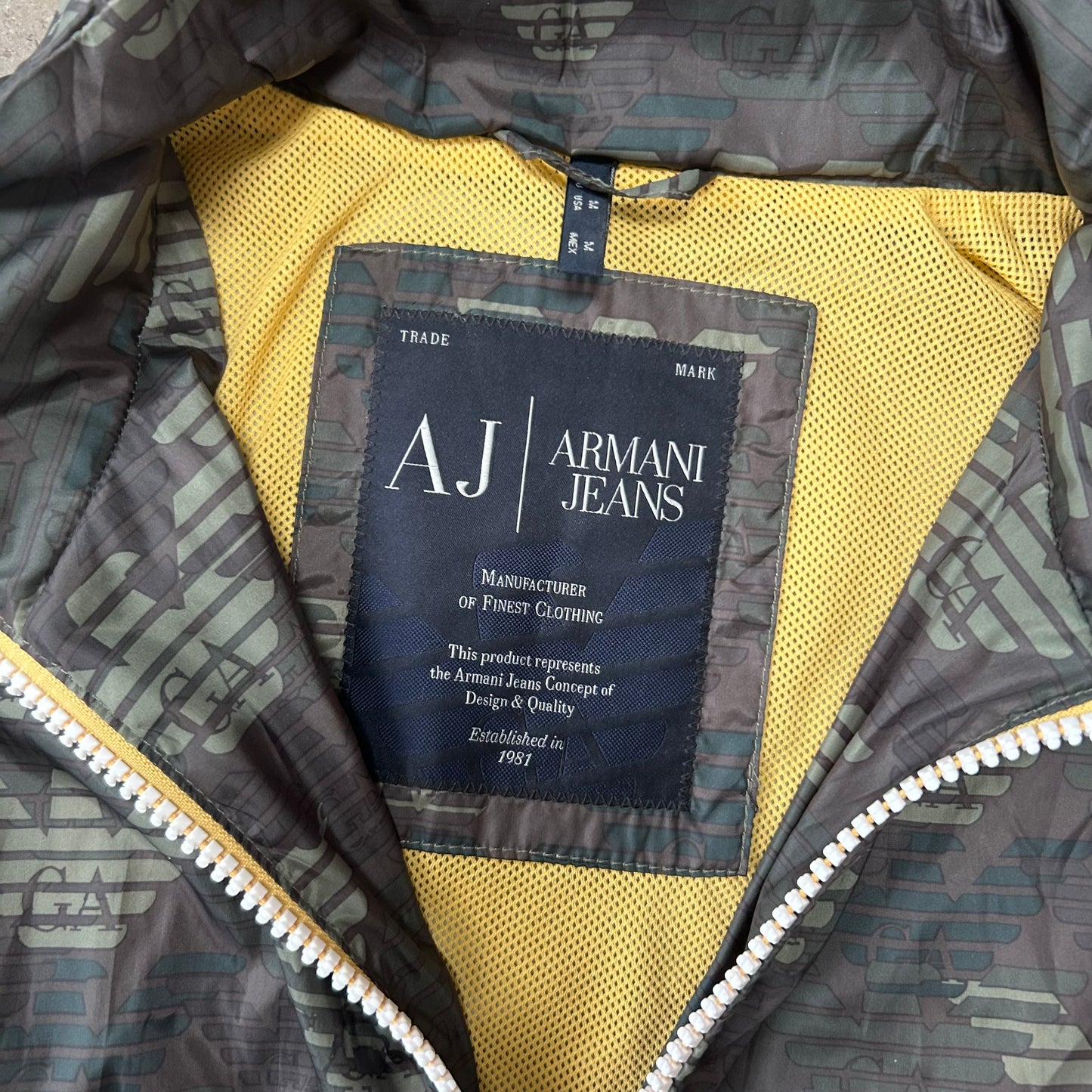 Vintage Armani Jeans Monogram Logo Windbreaker Size M