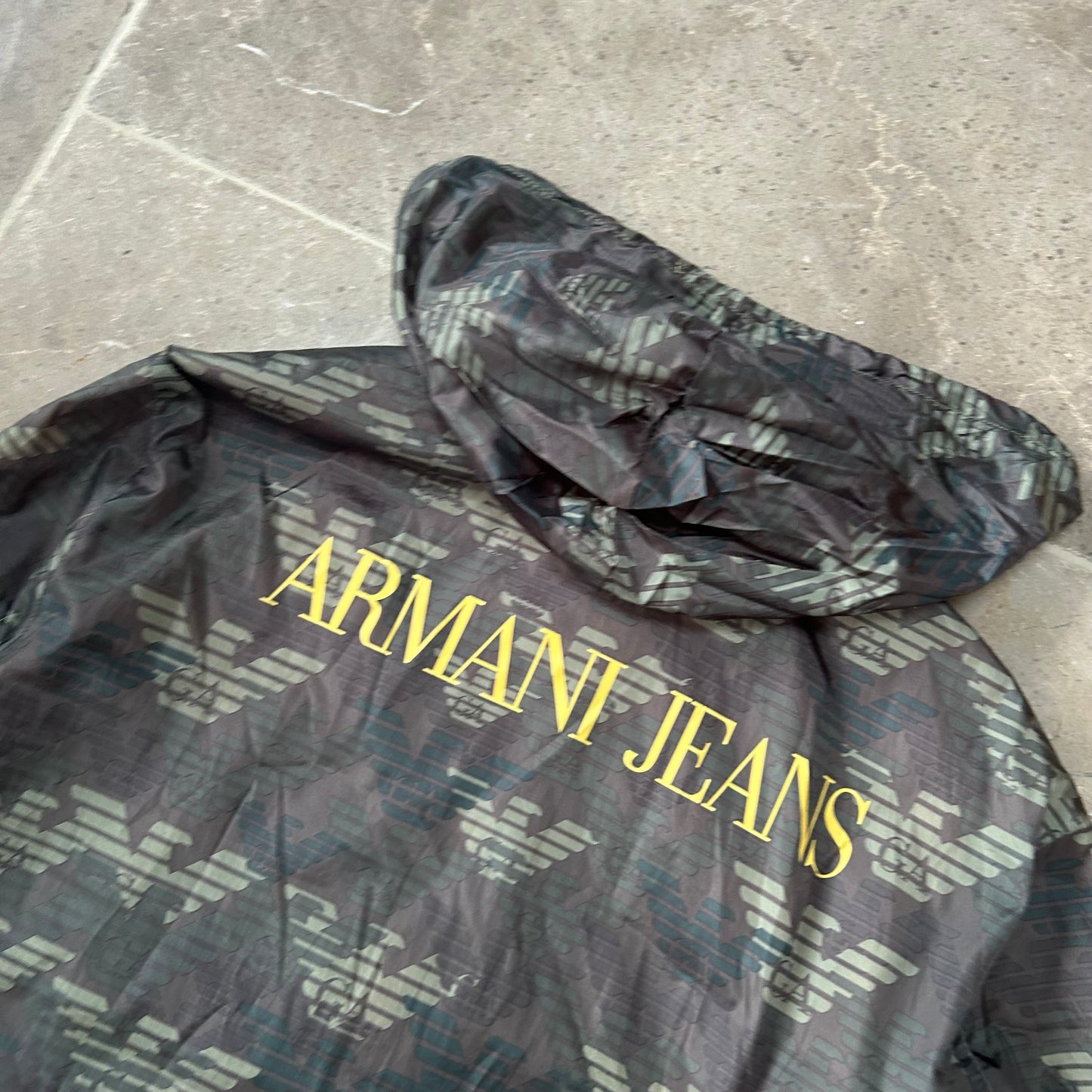Vintage Armani Jeans Monogram Logo Windbreaker Size M