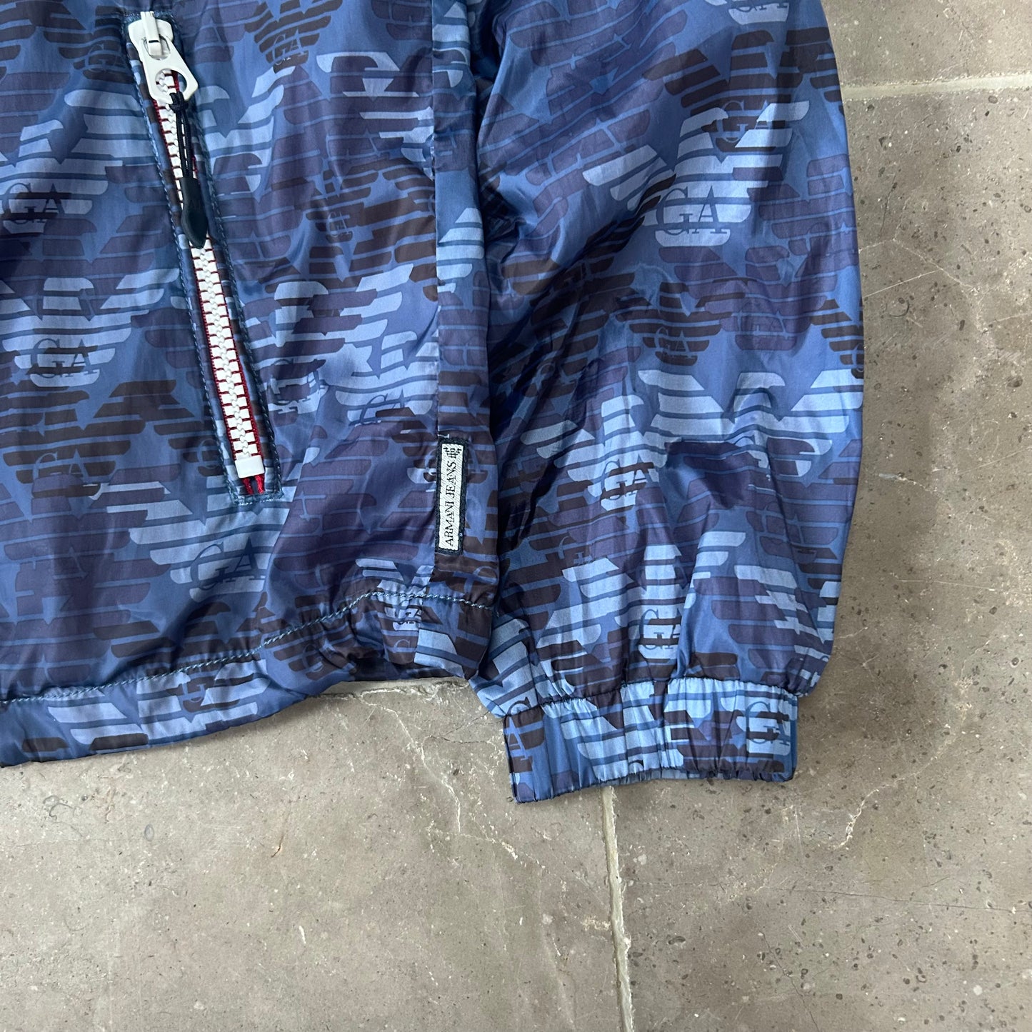 Vintage Armani Jeans Monogram Windbreaker Jacket Size M