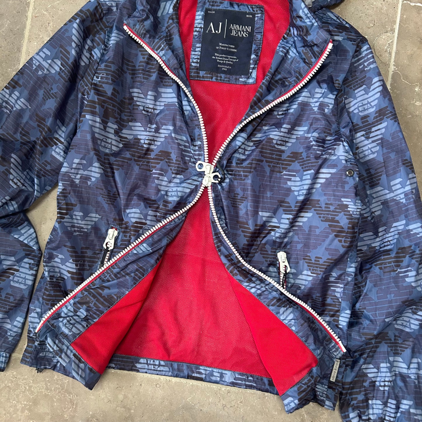 Vintage Armani Jeans Monogram Windbreaker Jacket Size M