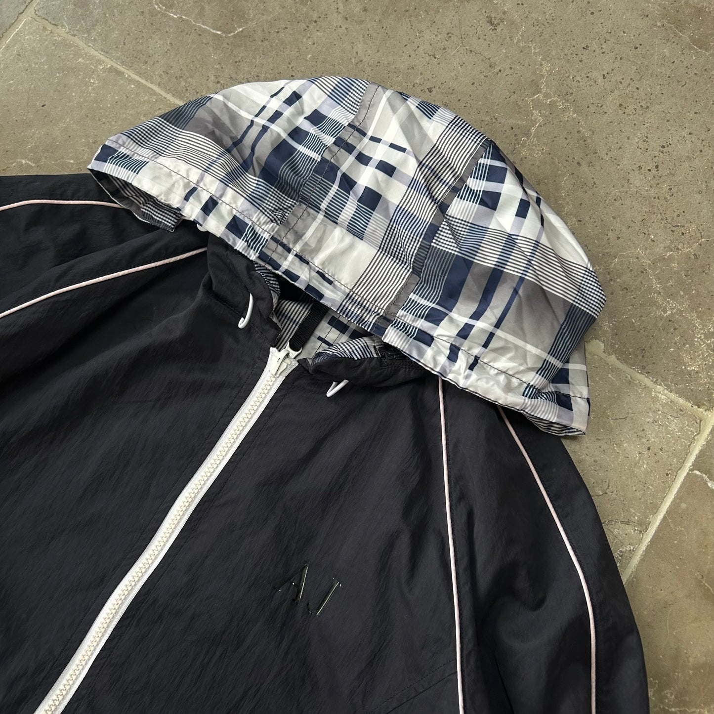Vintage Armani Jeans Plaid Windbreaker Jacket Size L