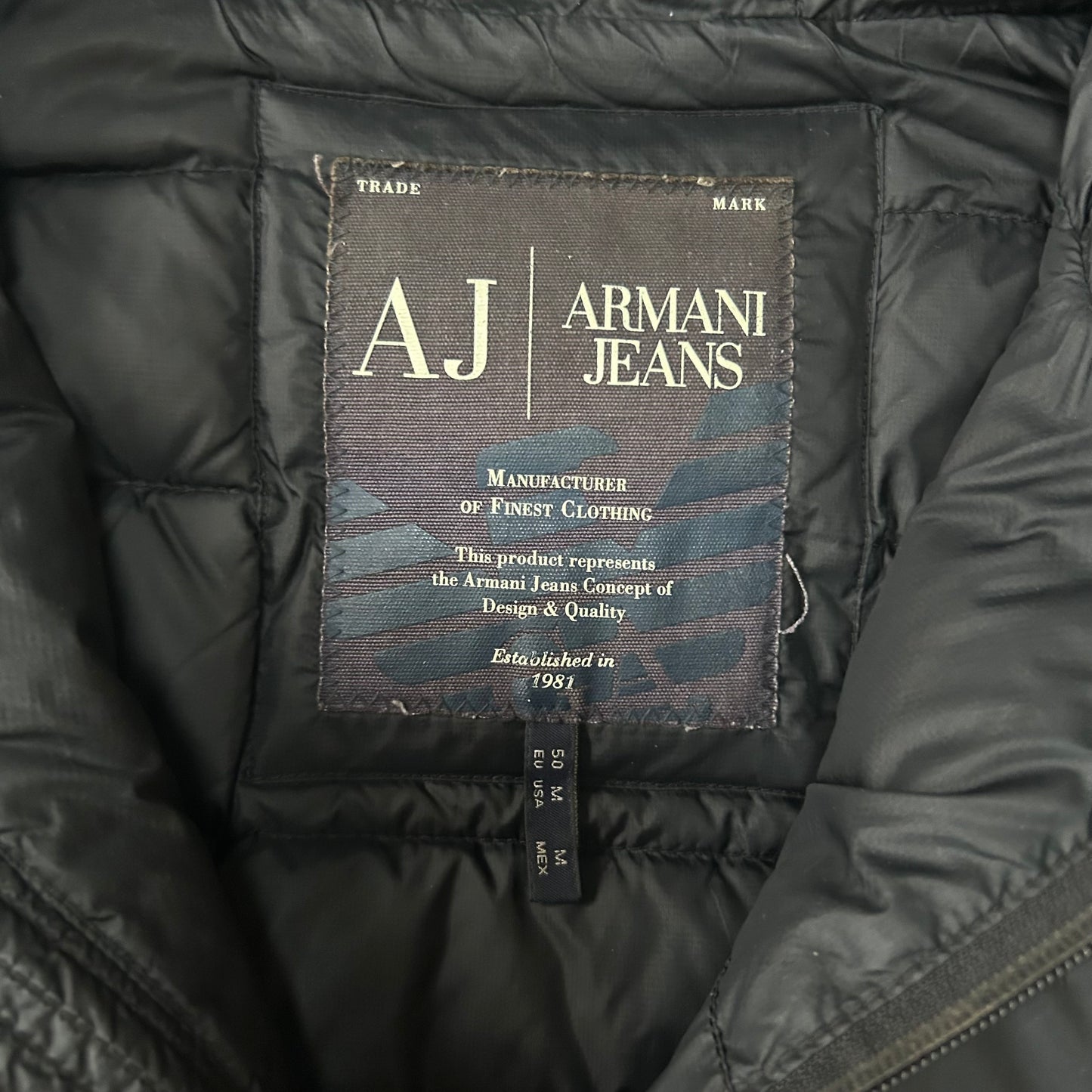 Vintage Armani Jeans Puffer Jacket Black M