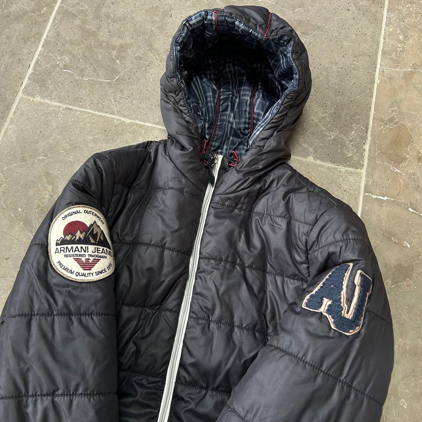 Vintage Armani Jeans Reversible Puffer Jacket Size S