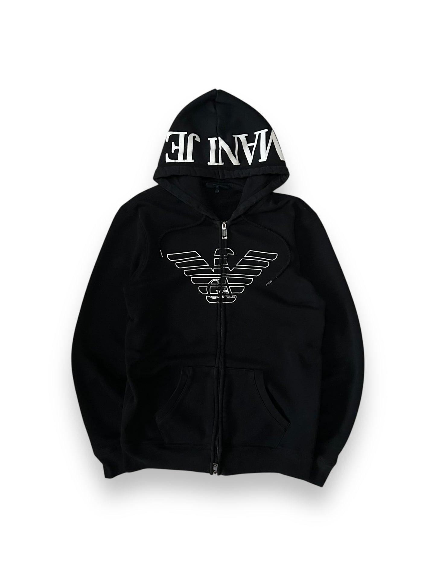 Mens Armani Jeans Logo Zip Up Hoodie Size M