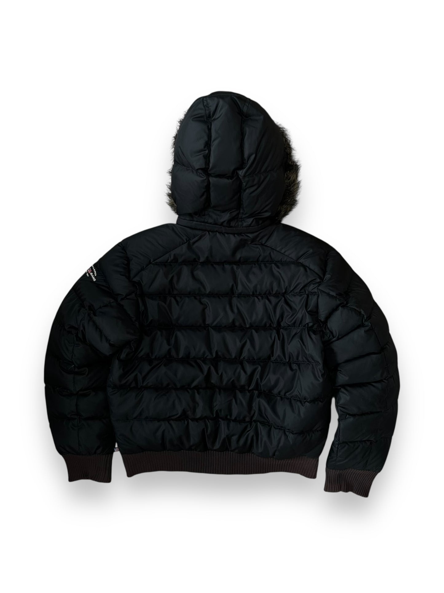 Vintage Ralph Lauren Fur Hood Puffer Jacket Black M