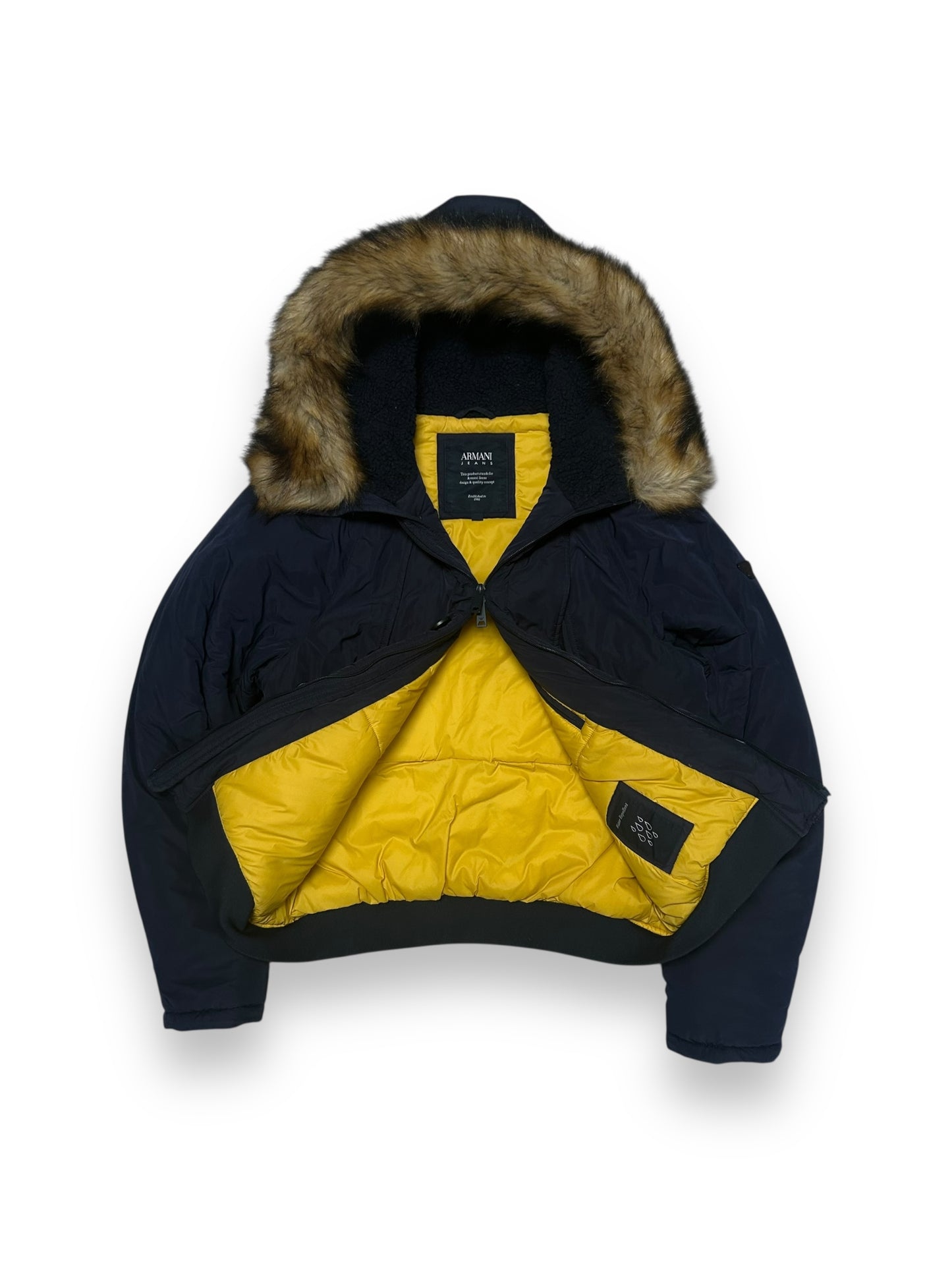 Armani Jeans Puffer Bomber Jacket Navy M