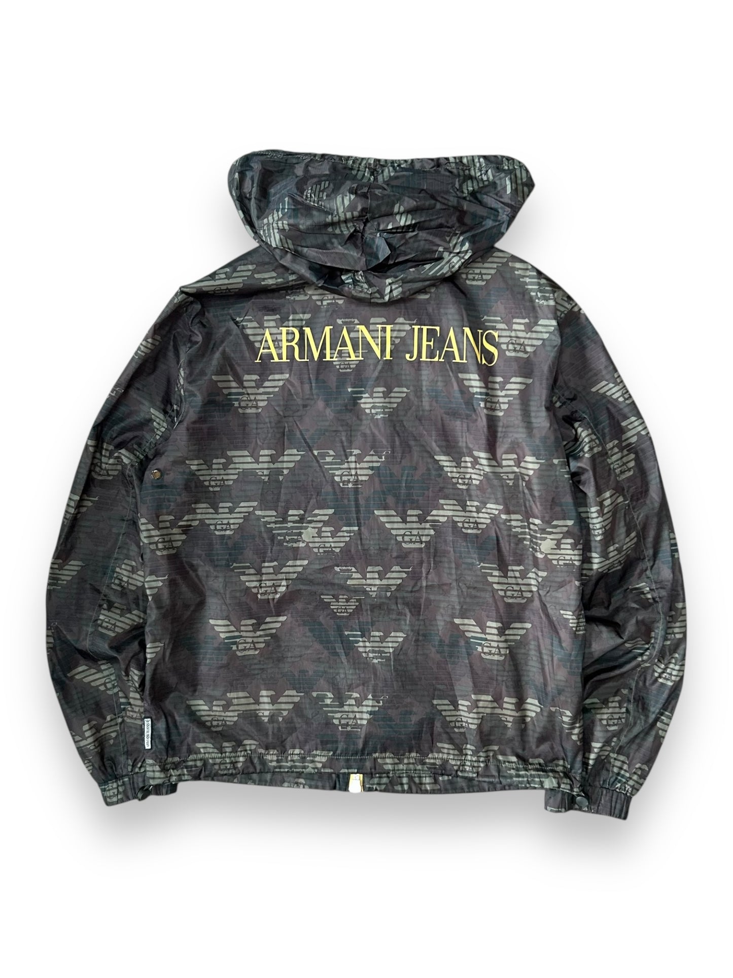 Vintage Armani Jeans Monogram Logo Windbreaker Size M