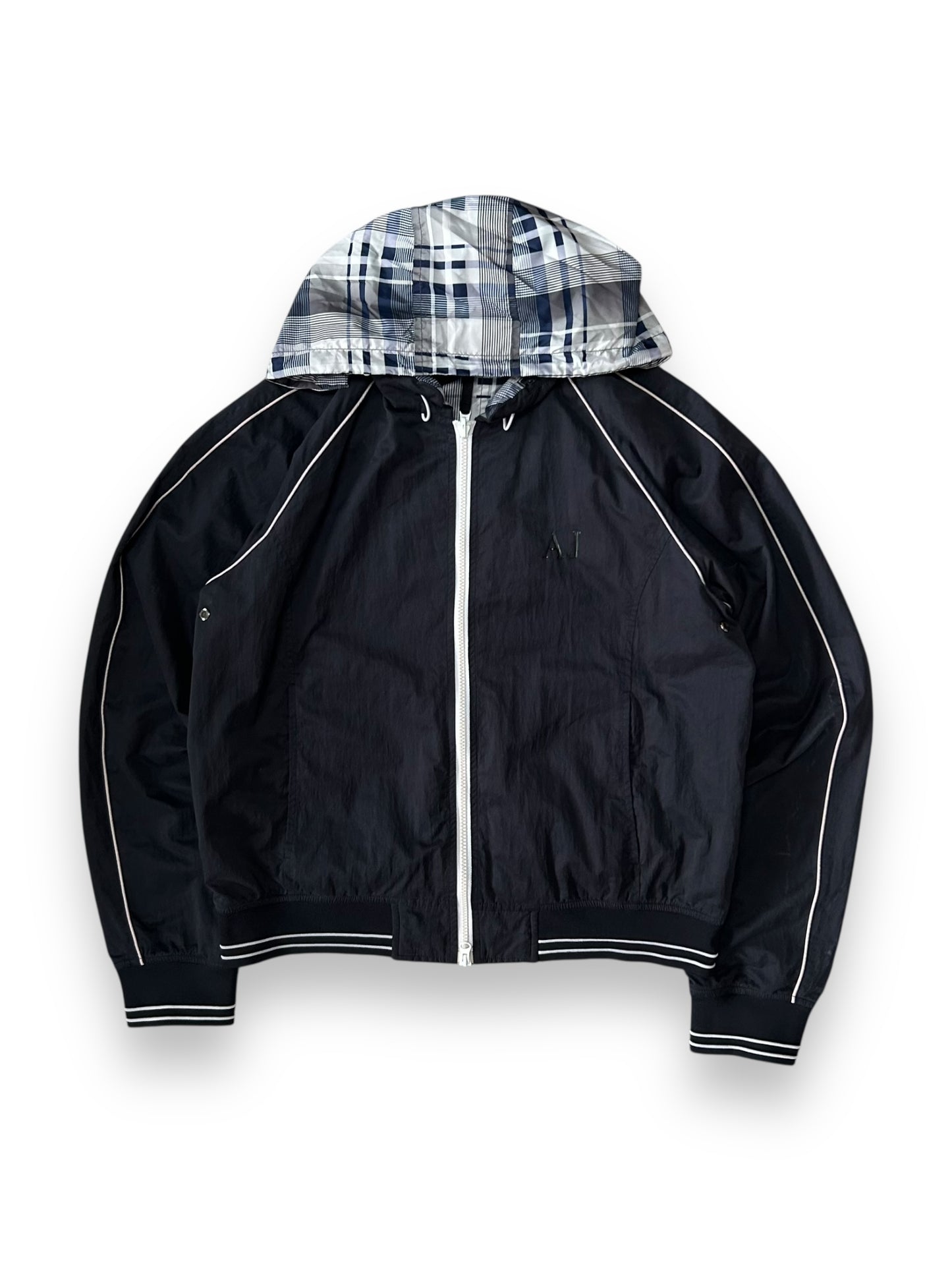 Vintage Armani Jeans Plaid Windbreaker Jacket Size L