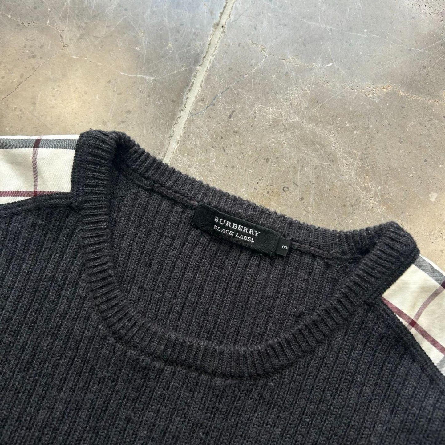 Burberry Black Label Nova Check Ribbed Knit Jumper M