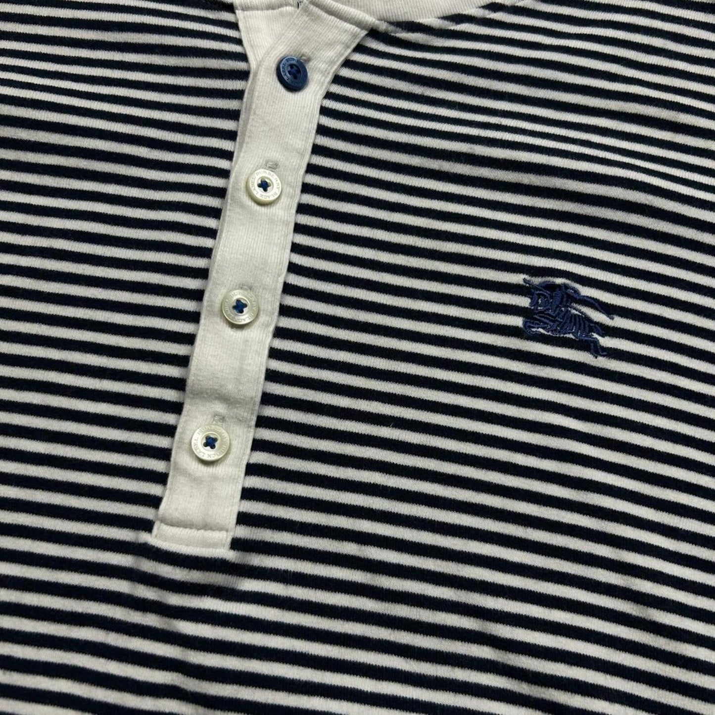 Burberry Black Label Short Sleeve Striped Henley T Shirt S