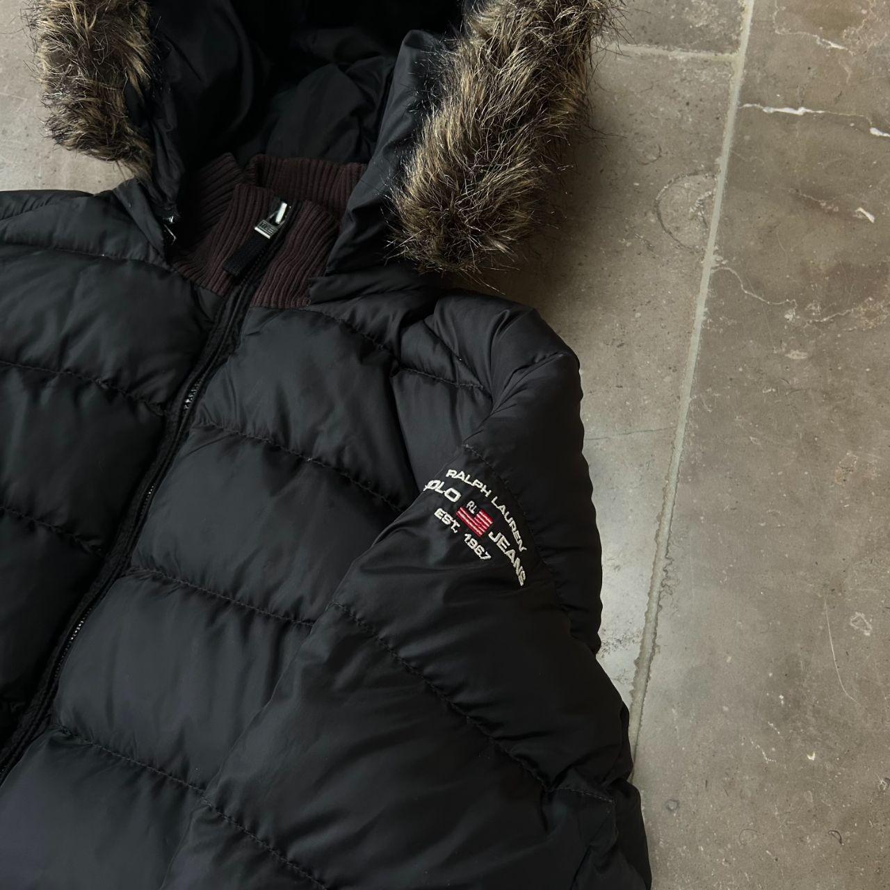Vintage Ralph Lauren Fur Hood Puffer Jacket Black M
