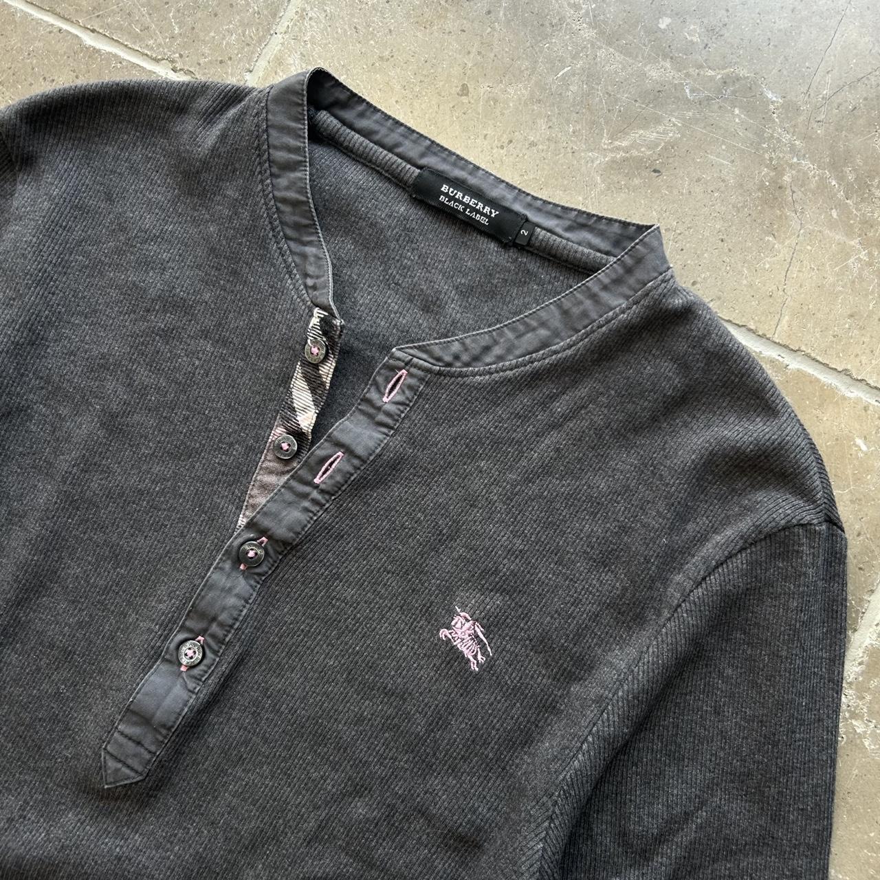 Burberry Black Label Nova Check Ribbed Henley T Shirt S