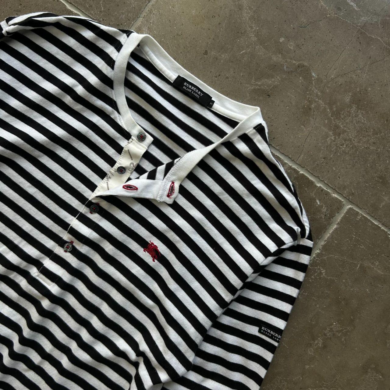 Burberry Black Label Striped Henley T Shirt M