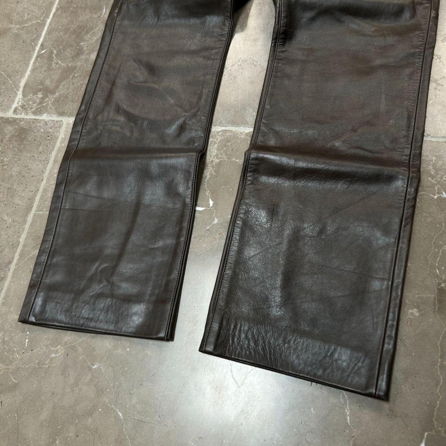 Vintage Burberry Blue Label Straight Leg Leather Trousers Jeans W28 L31