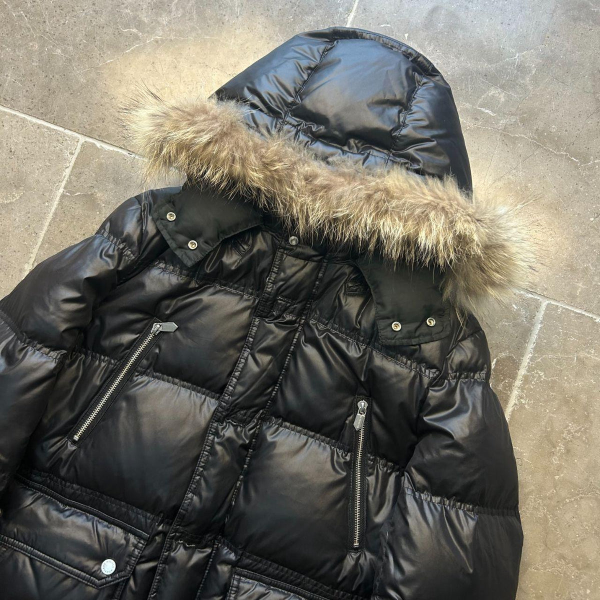 Vintage Japanese Fur Hood Puffer Jacket L