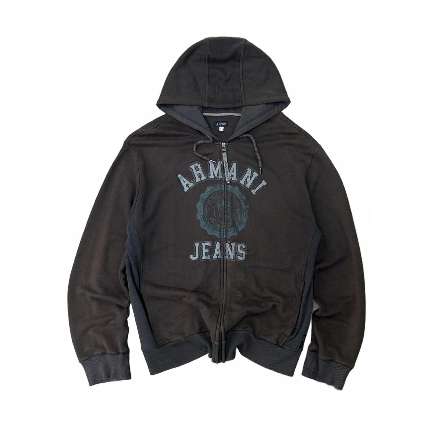 Vintage Armani Jeans Zip Up Hoodie Size XL