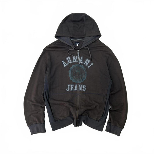 Vintage Armani Jeans Zip Up Hoodie Size XL