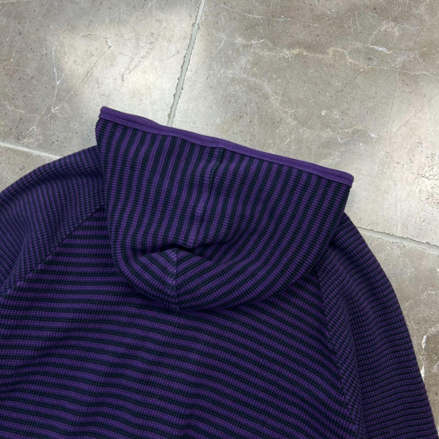 Burberry Black Label Striped Waffle Knit Zip Up Hoodie S