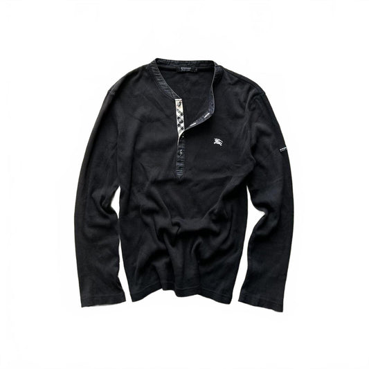 Burberry Black Label Nova Check Ribbed Henley T Shirt S