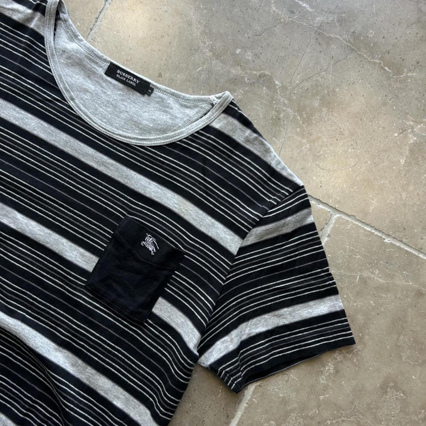 Burberry Black Label Striped Pocket T Shirt M