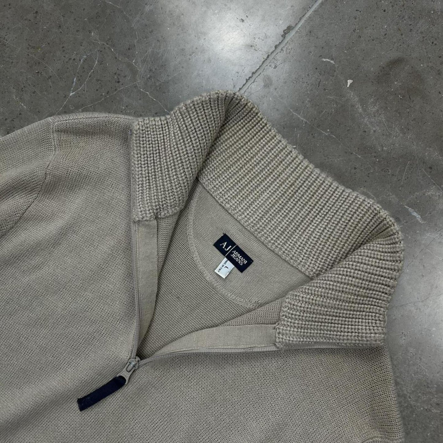 Vintage Armani Jeans Knitted Quarter Zip Jumper M
