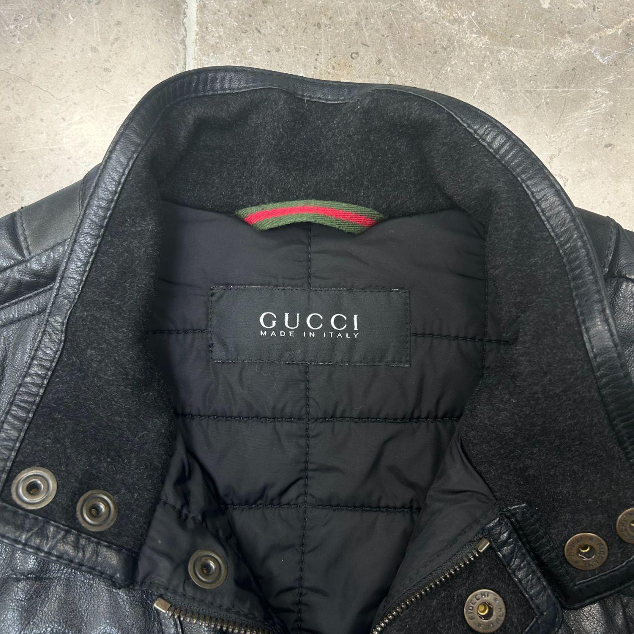 2000s Gucci Black Quilted Leather Jacket M