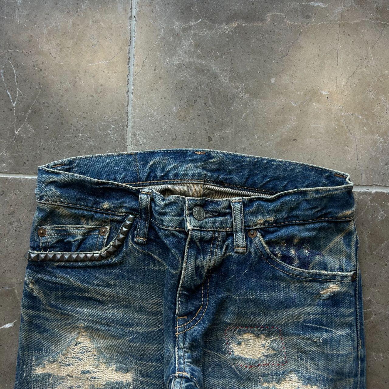Hysteric Glamour Slim Studded Boro Denim Ripped Jeans W26 L32