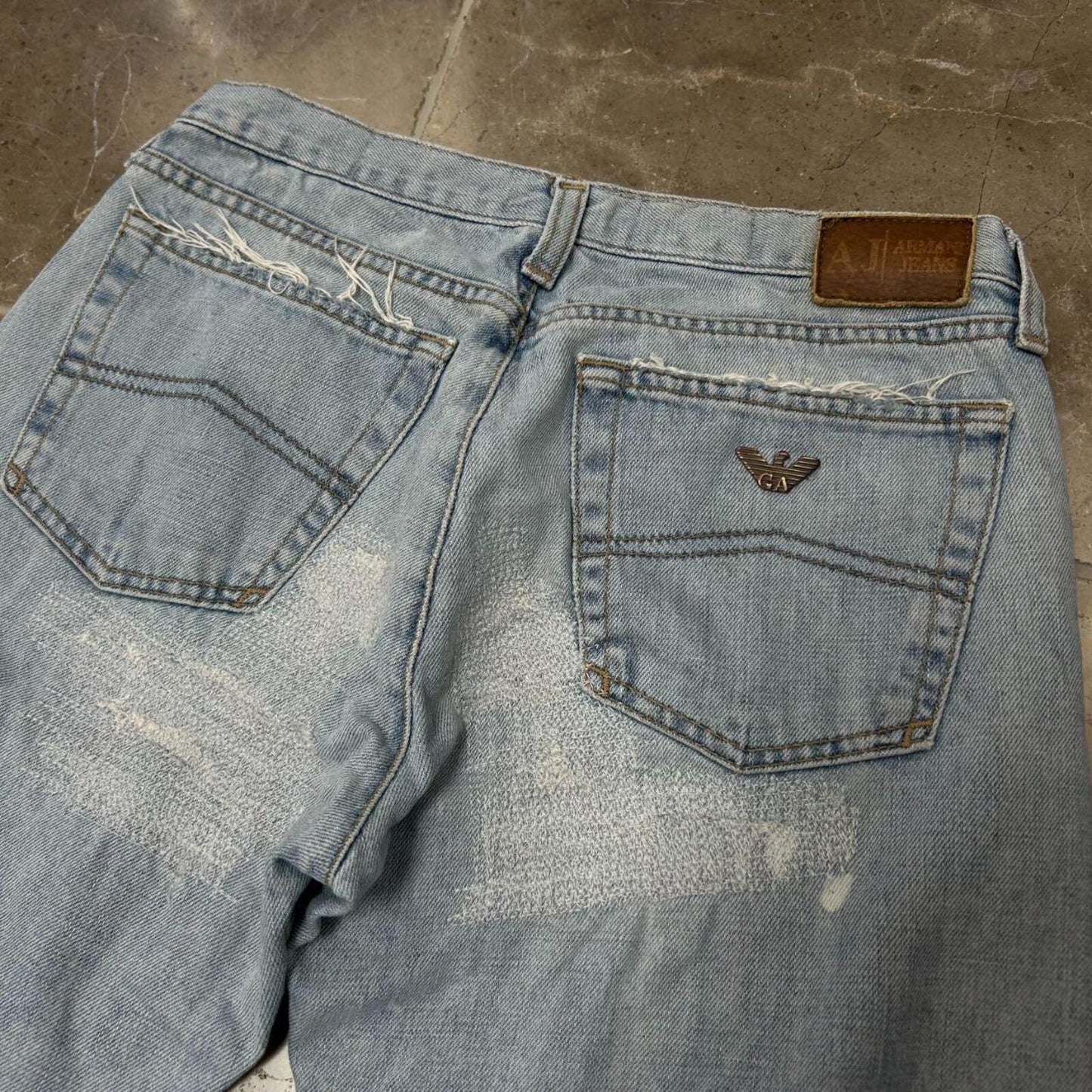 Vintage Armani Jeans Relaxed Bootcut Distressed Jeans W27 L31
