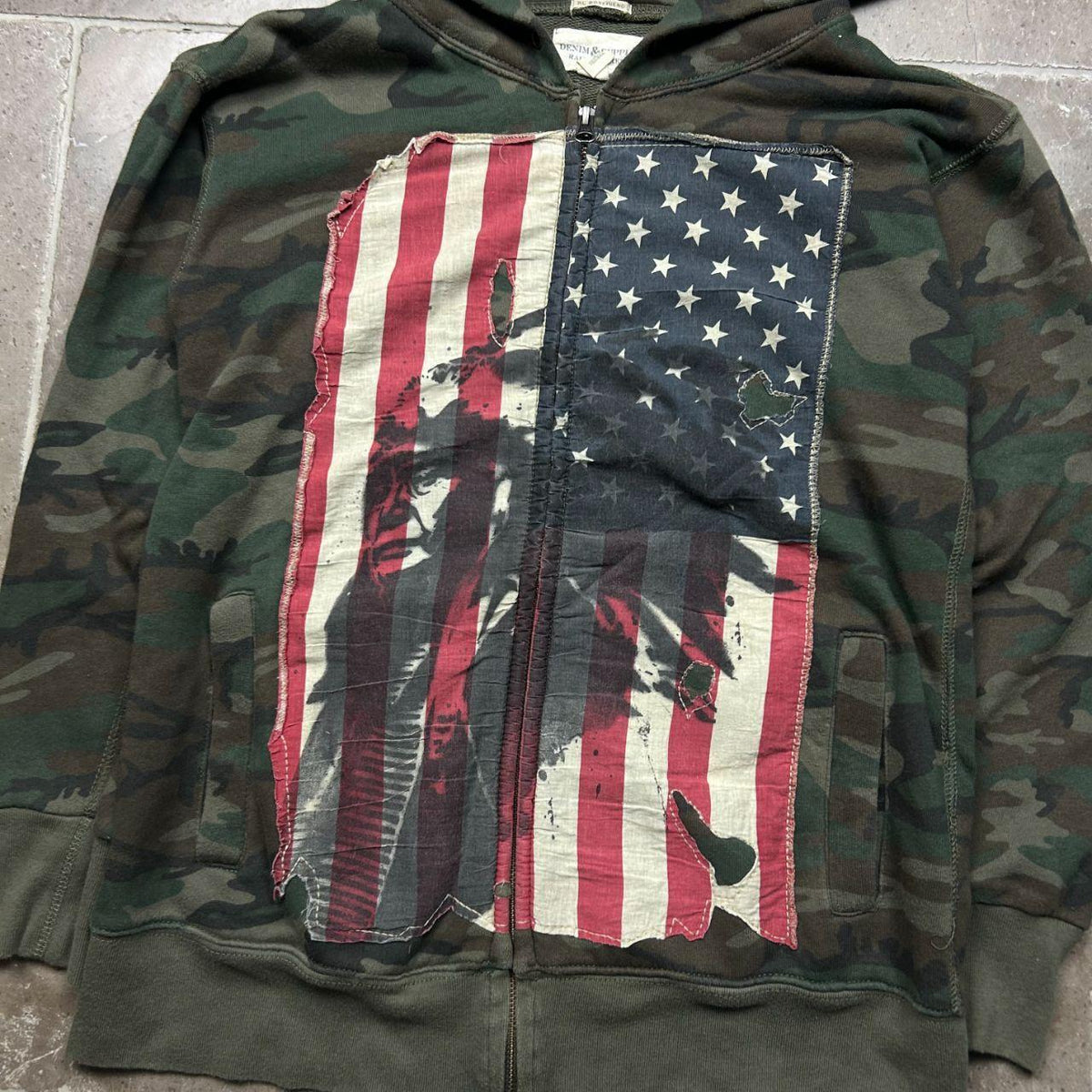 Ralph Lauren Denim and Supply USA Camo Zip Up Hoodie S