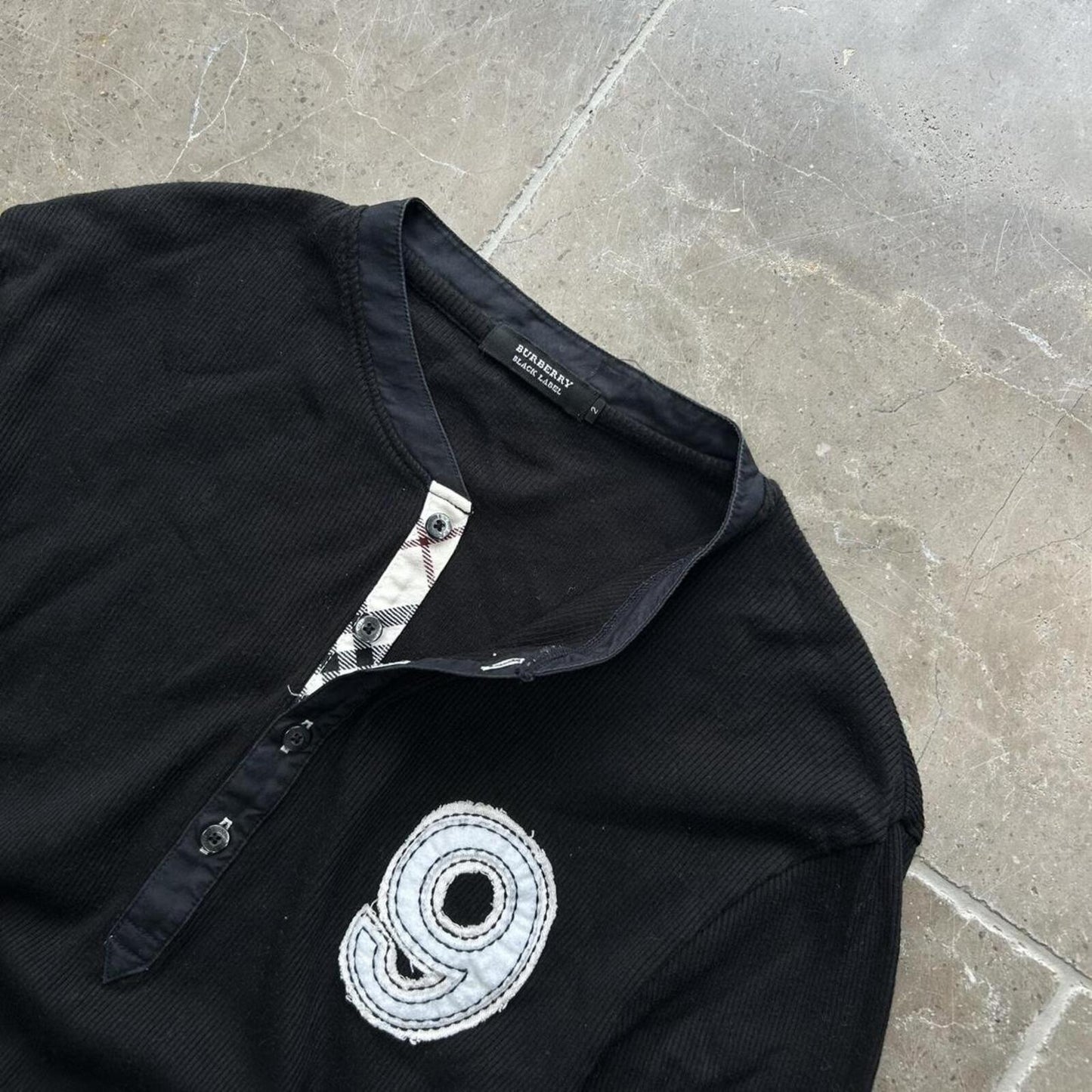 Burberry Black Label Nova Check Ribbed Henley Shirt M