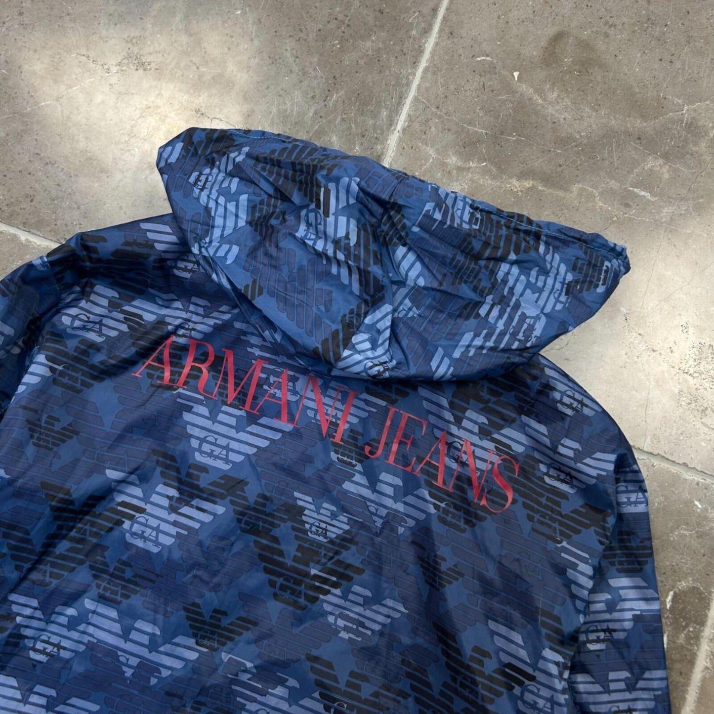 Vintage Armani Jeans Monogram Windbreaker Jacket Size S