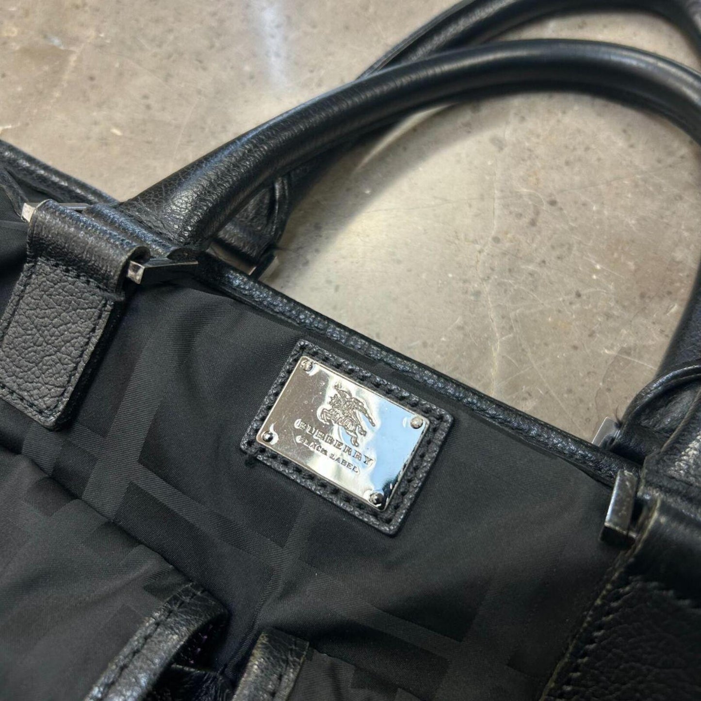 Burberry Black Label Briefcase Shadow Check Business Bag