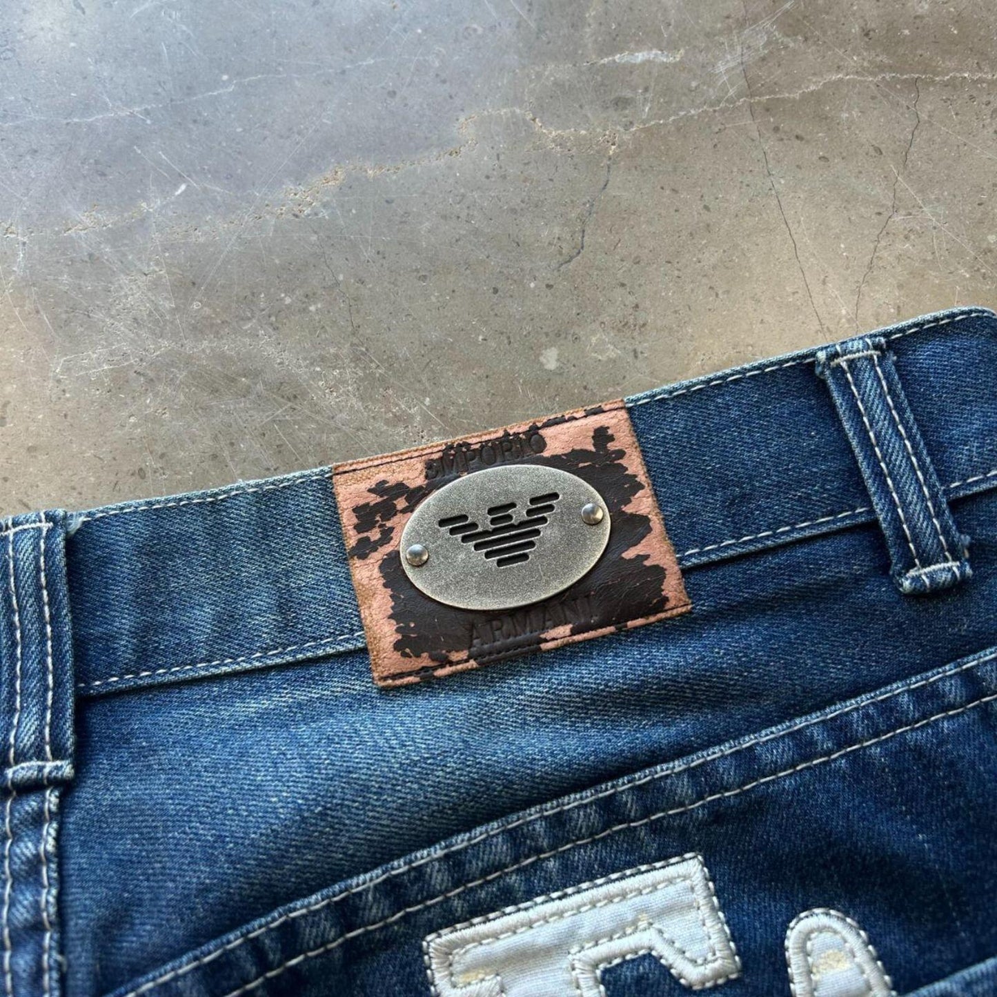 Vintage Armani Jeans Denim Logo Baggy Jorts W34 L15