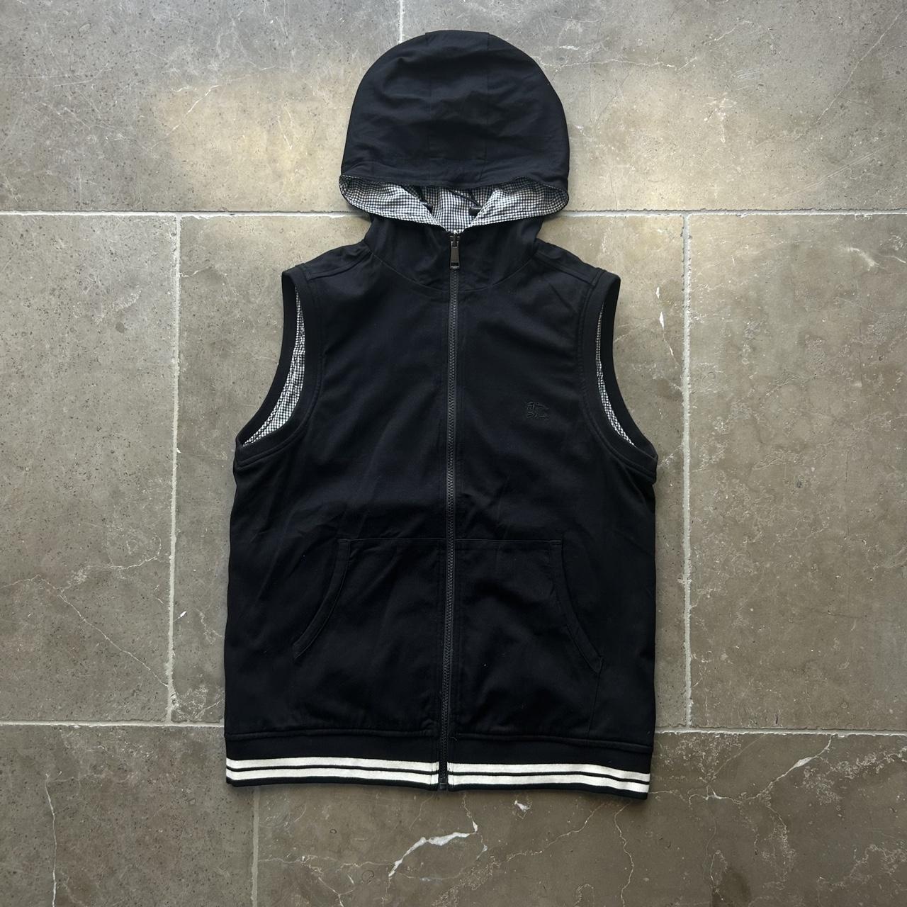 Burberry Black Label Reversible Gingham Check Gilet Hooded Vest Jacket M