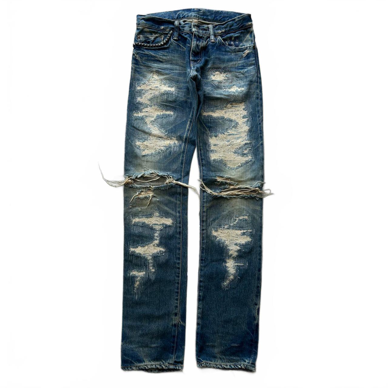 Hysteric Glamour Slim Studded Boro Denim Ripped Jeans W26 L32