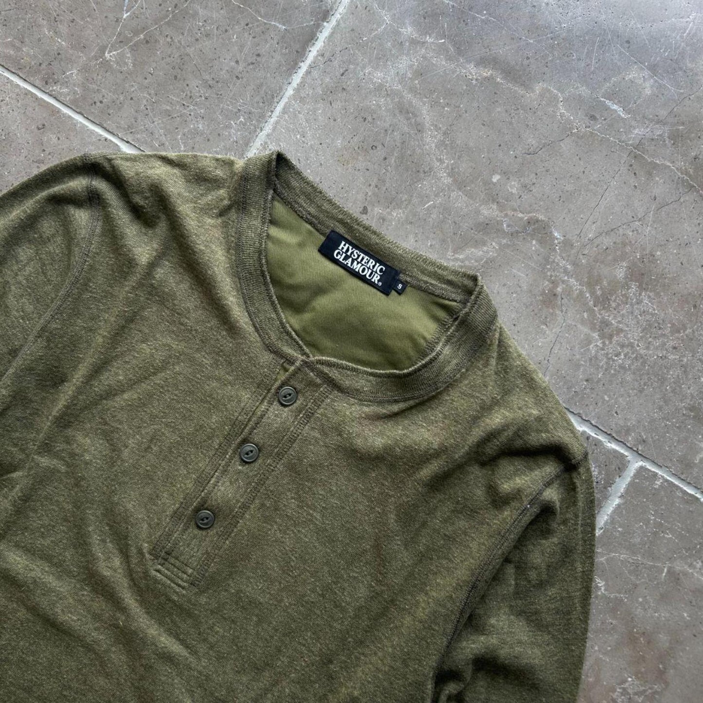Hysteric Glamour Lightweight Cotton Long Sleeve Henley T Shirt M