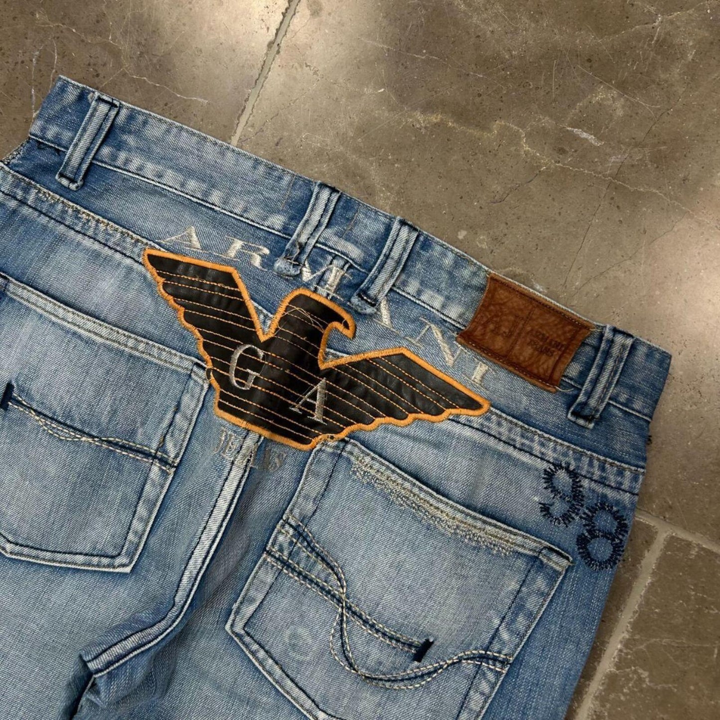Vintage Bootleg Armani Jeans Relaxed Straight Logo Jeans W32 L32