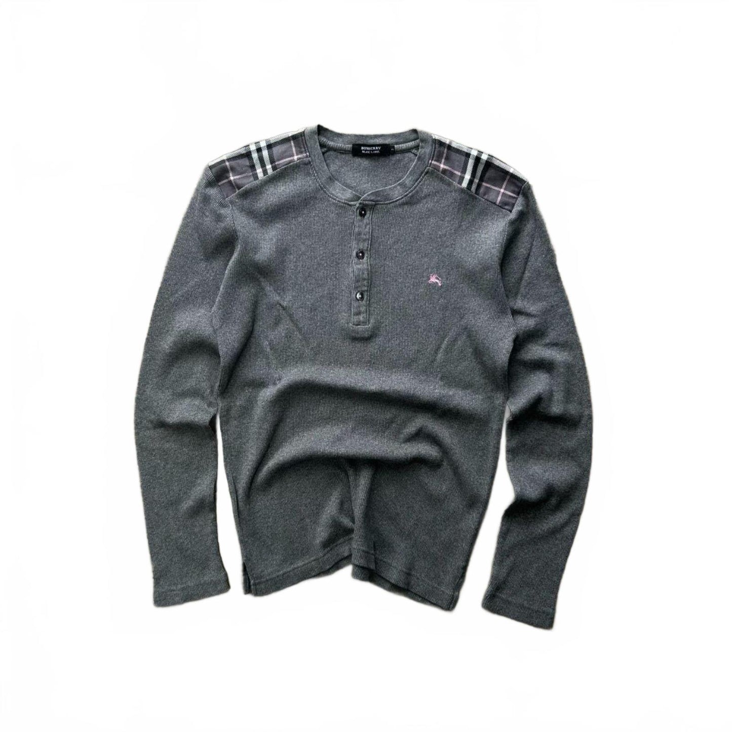 Burberry Black Label Nova Check Ribbed Henley Shirt S