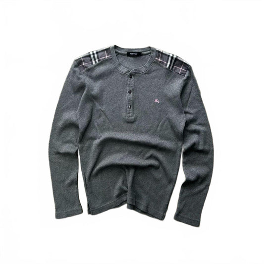 Burberry Black Label Nova Check Ribbed Henley Shirt S