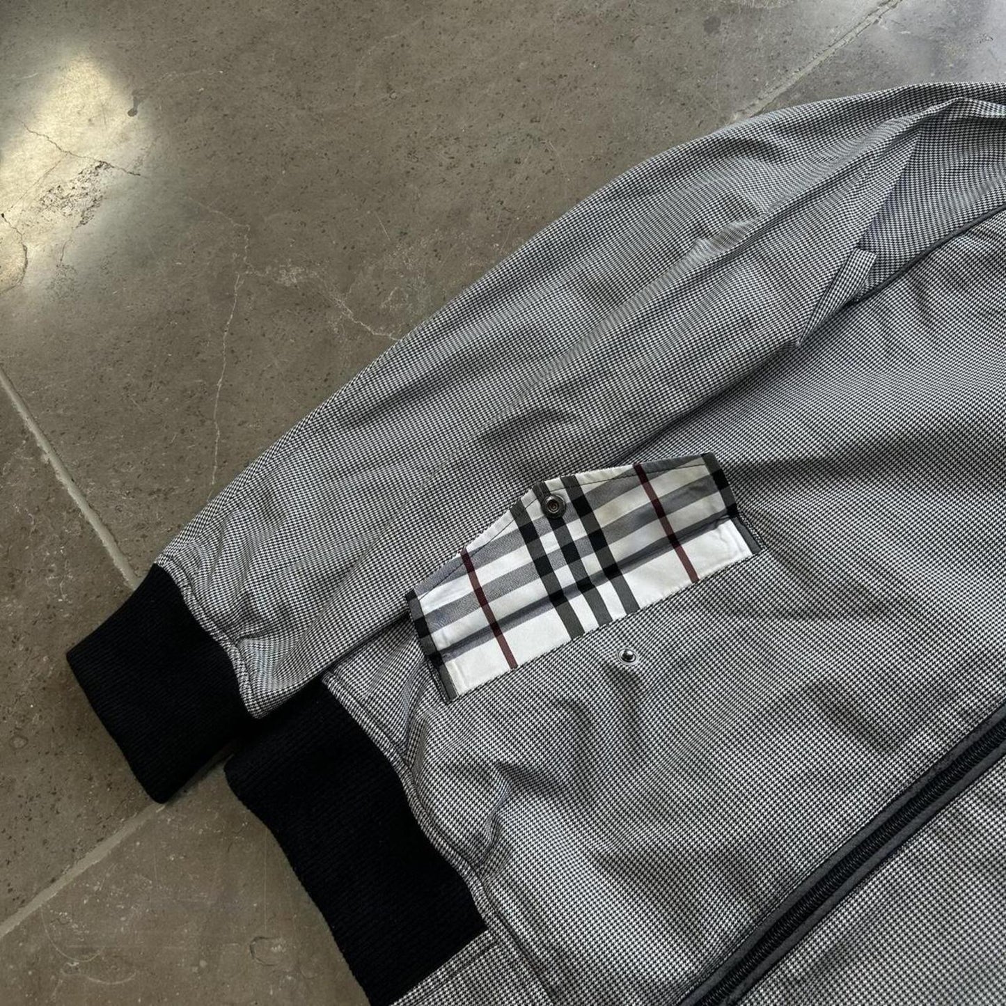 Burberry Black Label Houndstooth Check Windbreaker Bomber Jacket S