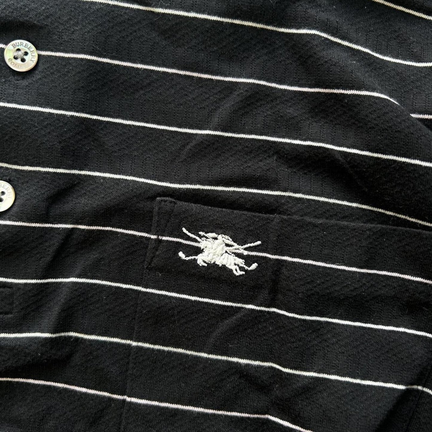 Burberry Golf Striped Long Sleeve Polo Shirt S