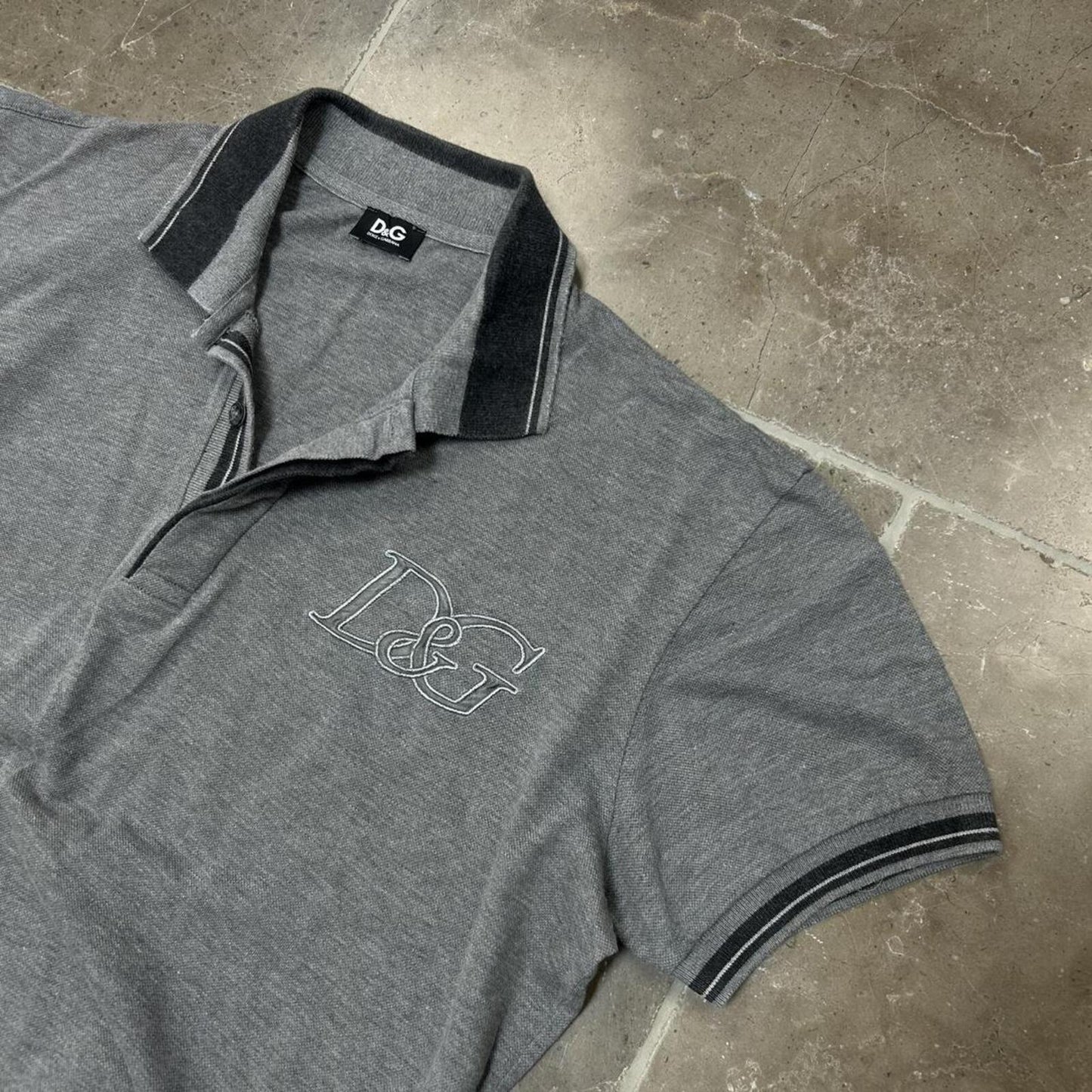Vintage Dolce Gabbana Short Sleeve Polo Shirt Grey M