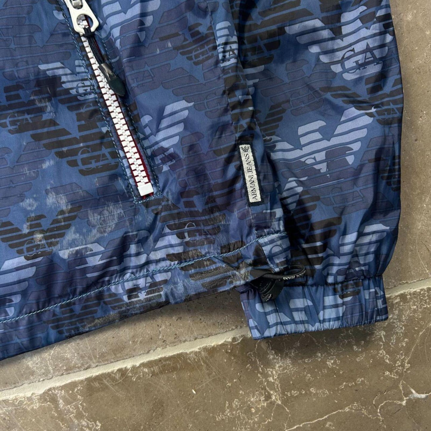 Vintage Armani Jeans Monogram Windbreaker Jacket Size S