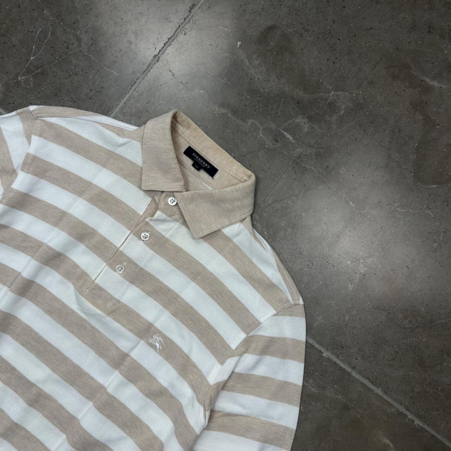 Burberry London Striped Long Sleeve Polo Shirt S