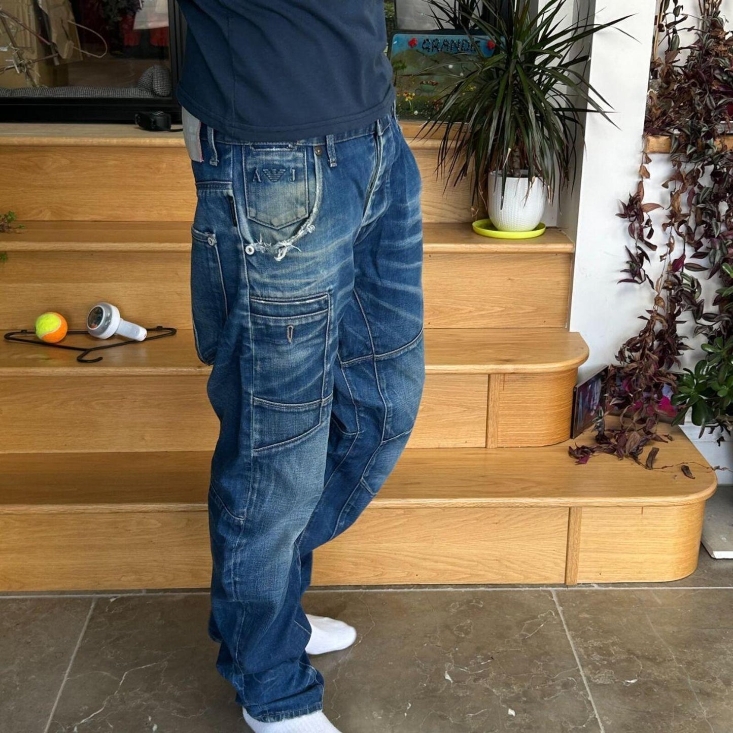 Vintage Armani Jeans 3D Tapered J28 Biker Jeans W34 L32