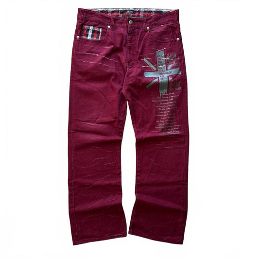 Vintage Japan Style Union Jack Faded Jeans W34 L32